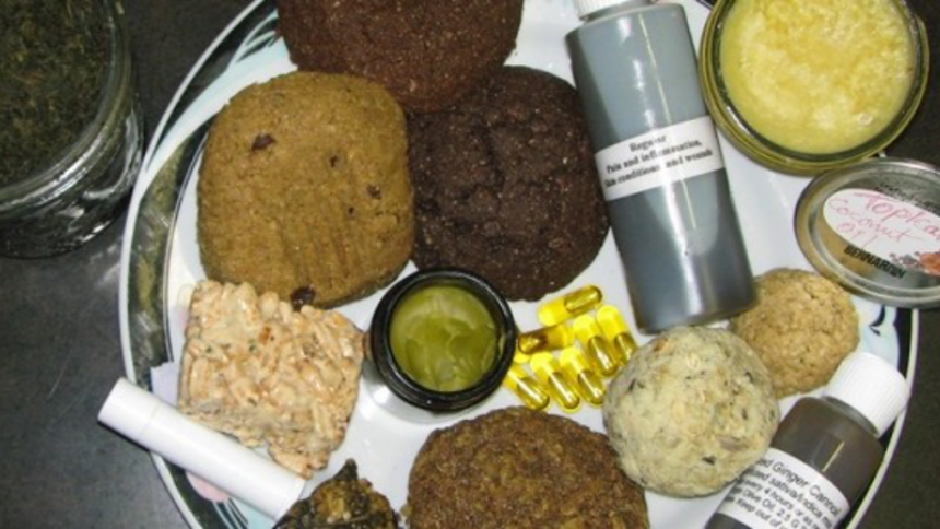 Différents produits fait à partir d'extraits de cannabis